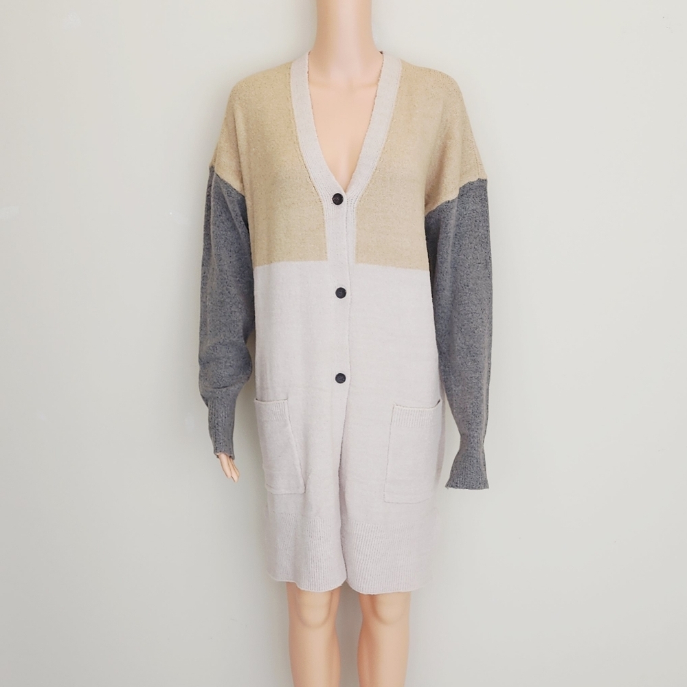 True Craft Long Sleeve Color Block Cardigan Sweater